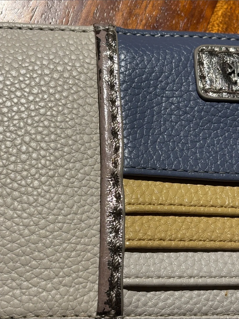 The Sak Iris Costal Colorblock Card Wallet Keychain - Cream, Blue & Yellow